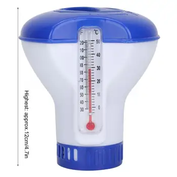 

5 Inch Swimming Pool Floating Chemical Chlorine Dispenser with Thermometer Disinfection Automatic Applicator Pump