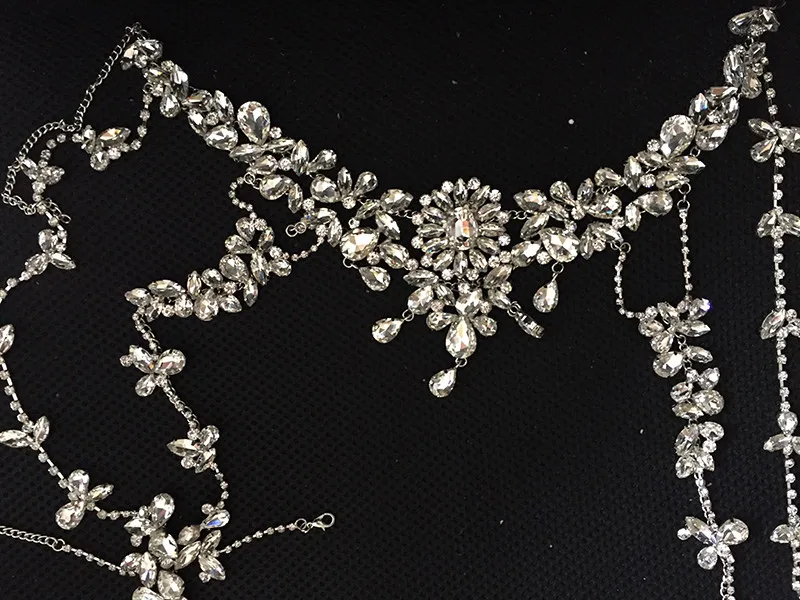HIMSTORY Великолепная свадебные украшения длинные кристалл ожерелье цепь ювелирные аксессуары свадебный плечевой ремень бижутерия