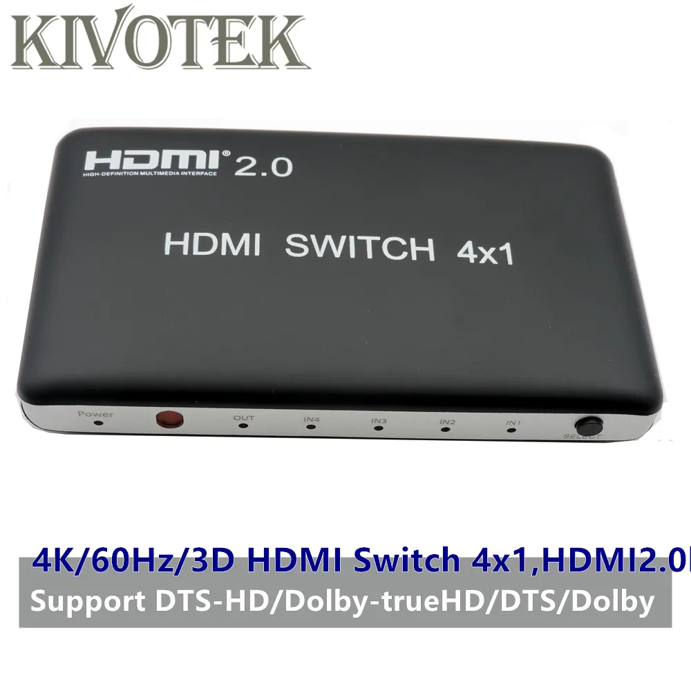 

4 Ports HDMI Switch Switcher Adapter 4x1 4k@60Hz,3D HDMI Female Connector IR RC Control,DTS/Dolby For Players PS4 Free Shipping