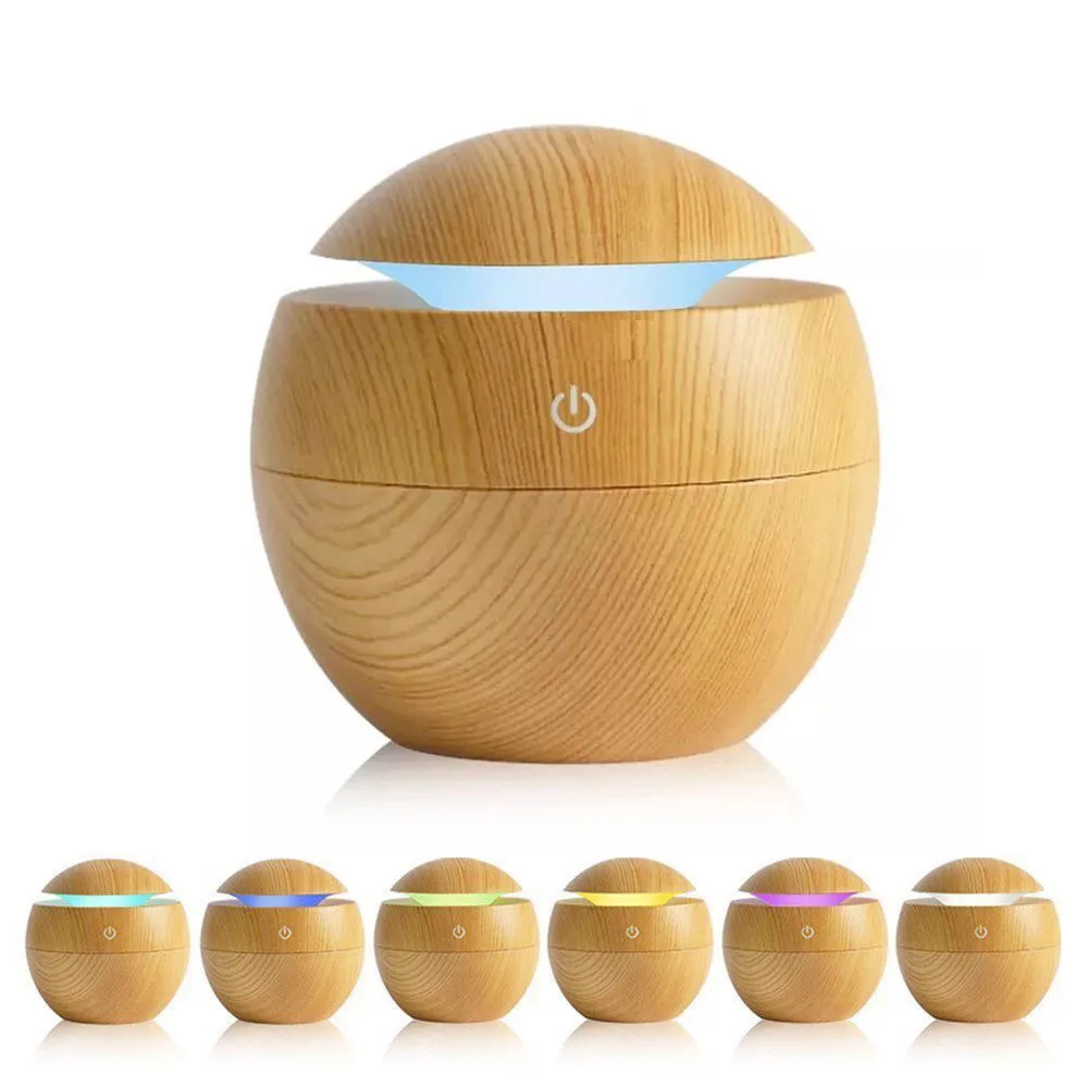 

130ml Air Humidifier Essential Oil Diffuser wood grain Aromatherapy diffusers Aroma Mist Maker 6v led light for Home