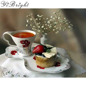

5D DIY Diamond Painting Flower Cross Stitch Coffee &Cake Afternoon Tea Needlework Home Decorative Full Square Diamond Embroidery