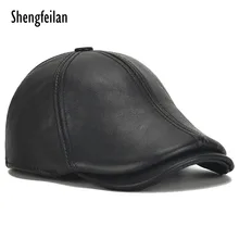 Высококачественная кожаная шляпа из натуральной кожи, мужская Кепка из воловьей кожи, плоская кепка, кепка таксиста, винтажная Кепка для вождения газетчика