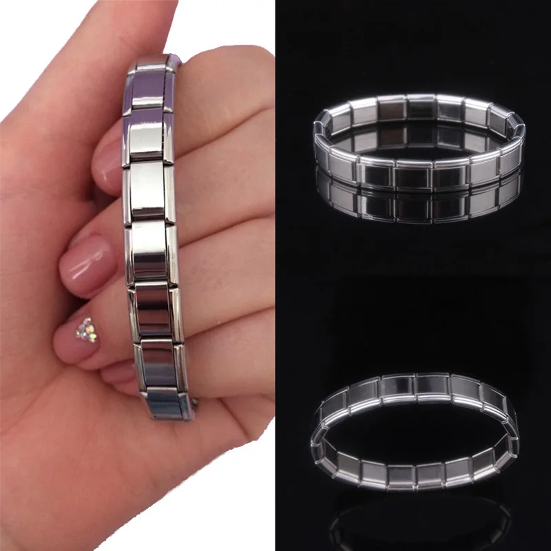 

LNRRABC 1PC Hot Trendy Charming Elastic Lettering Stainless Steel Unisex Women Men Bracelet Bangle