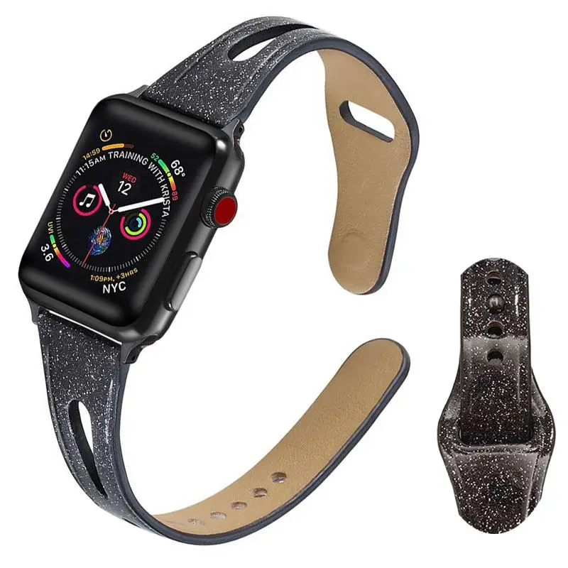 Ремешок из натуральной кожи для часов Apple Watch 44 мм 40 42 38 сменный спортивный ремешок