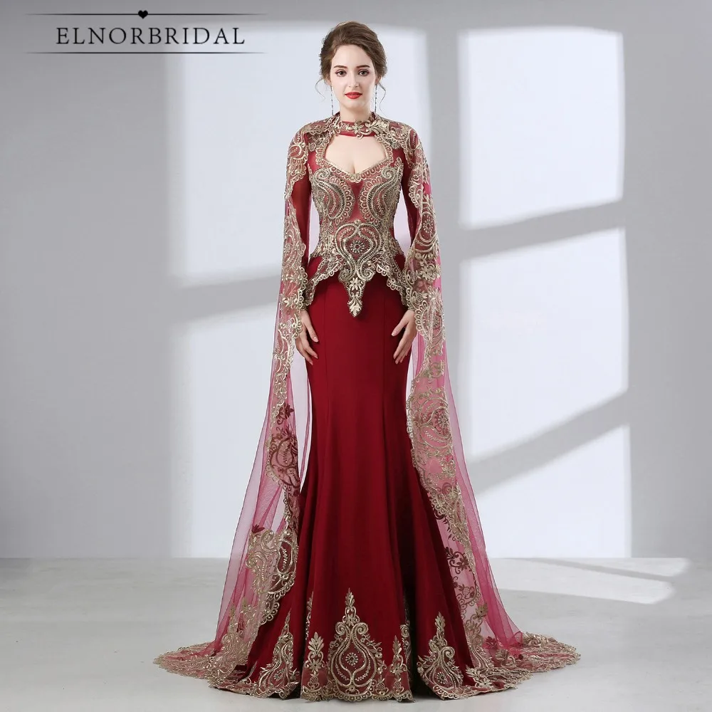 Burgundy Arabic Mermaid Evening Dresses 2018 Robe De