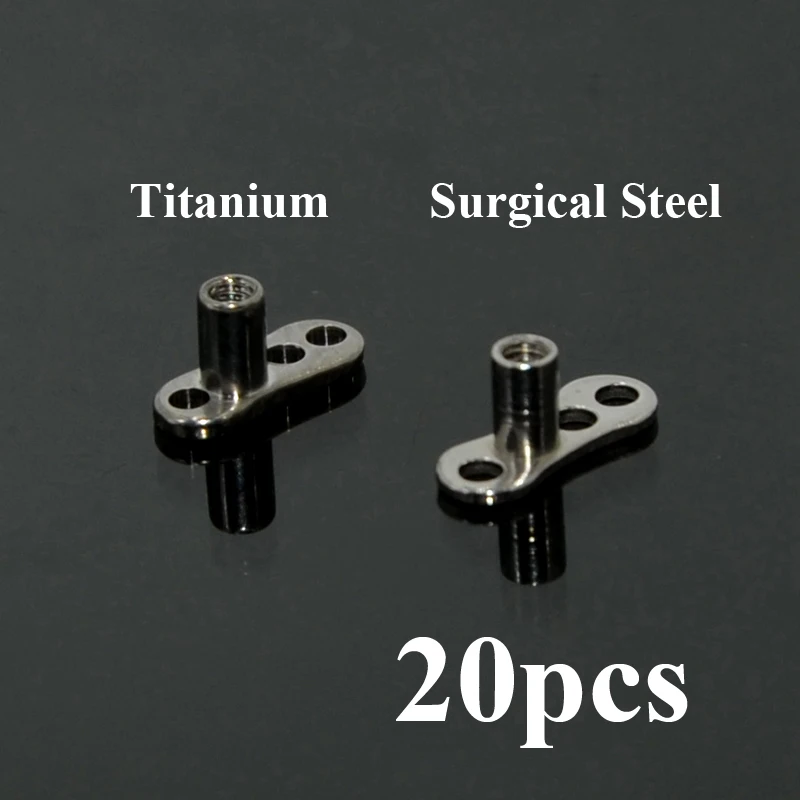20pcs G23 Titanium & Surgical Steel Micro Dermal Anchor Skin Diver Base