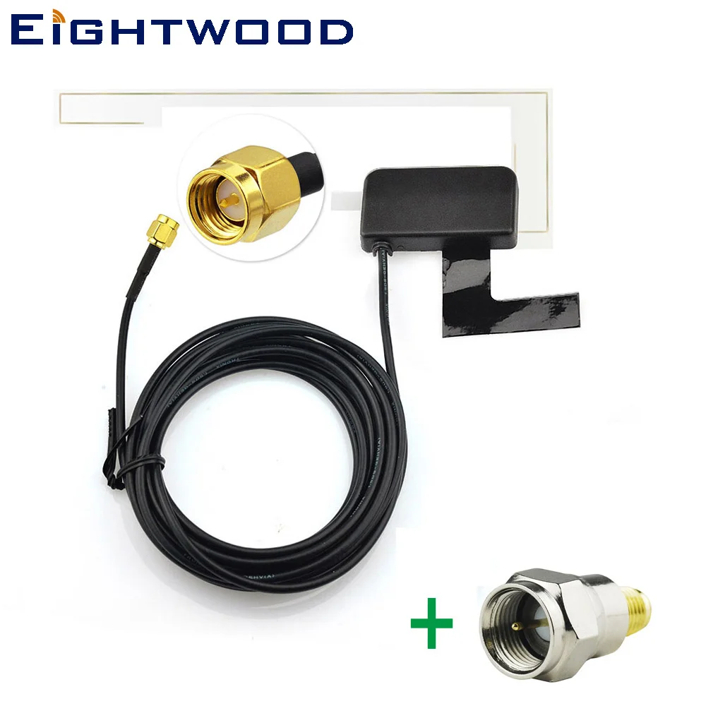 

Eightwood DAB DAB+ Car Radio Antenna Dual Band Aerial of Amplified Internal Glass Mount ,SMA to F Adapter for AutoDAB All Models