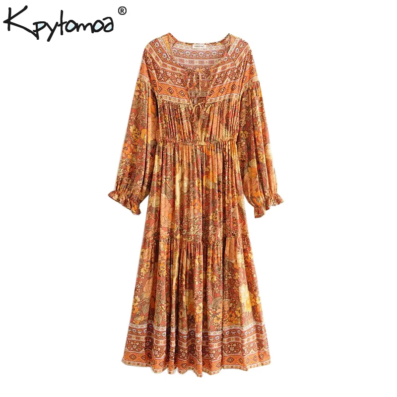 Boho Chic Лето Винтаж Цветочный Принт Раффлед миди платье для женщин Мода 2019 г. кружево до плиссированные пляжные наряды vestidos mujer
