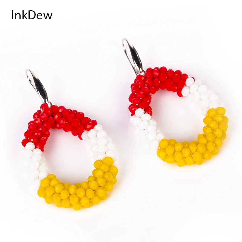 INKDEW Three in one Color Water Drop Earrings for Women Beads Handmade Crystal Earring Big Earrings Long Earrings boho vintage INKDEW Three in one Color Water Drop Earrings for Women Beads Handmade Crystal Earring Big Earrings Long Earrings boho vintage