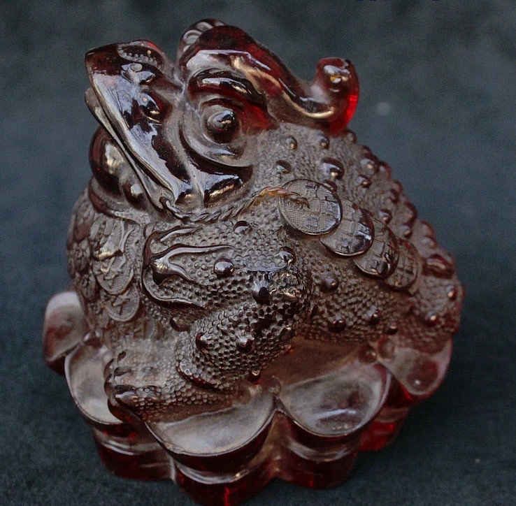 4 &quotКитайский Amber Фэншуй животных Золотая жаба Spittor Yuanbao монеты богатство статуя |