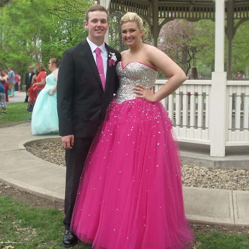 Hot Plus Size Women Pink Prom Dresses Sparkly Beaded Sequin Tulle A Line Formal  Evening Dress Custom Made - Prom Dresses - AliExpress