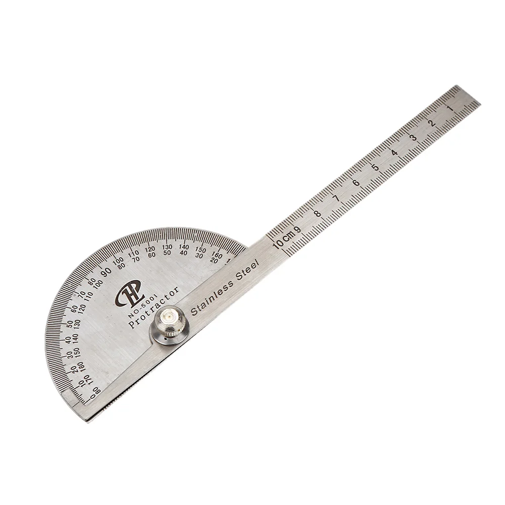 

Stainless Steel Protractor Round Head Rotary Goniometer Angle Ruler Professional Measuring Tool
