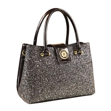 ICEV простая Высококачественная женская кожаная сумка, украшенная пайетками, Дамский клатч для офиса, сумка через плечо, boston tote