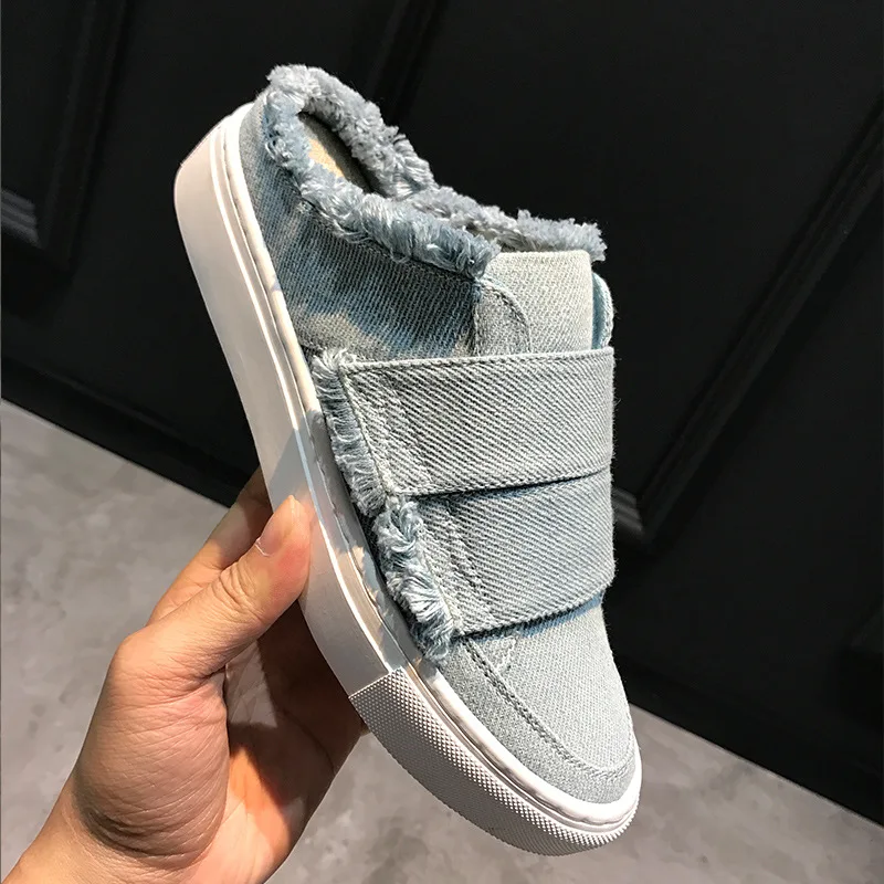

2018 spring new flat shoes fashion old casual women's shoes simple denim trend women's shoes.