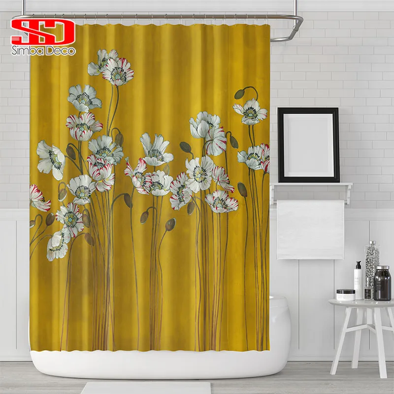 Шторы для душа в стиле ретро с цветочным принтом simba deco водонепроницаемые