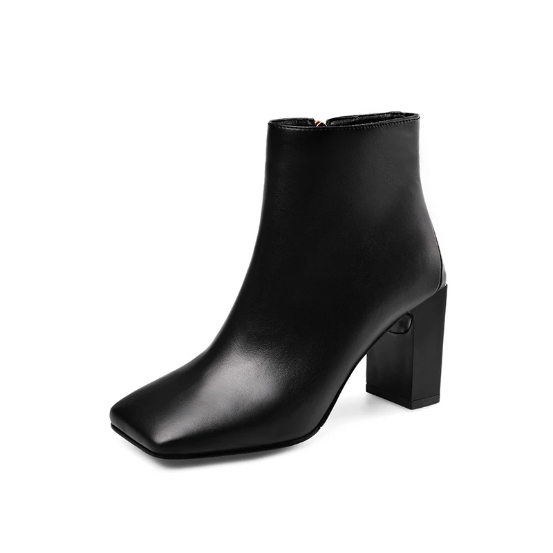 Женские ботильоны из натуральной кожи размера плюс 22-26,5 см, длина стопы, ботильоны для женщин, кожаные ботинки, женская обувь, Женская Осенняя обувь - Цвет: black