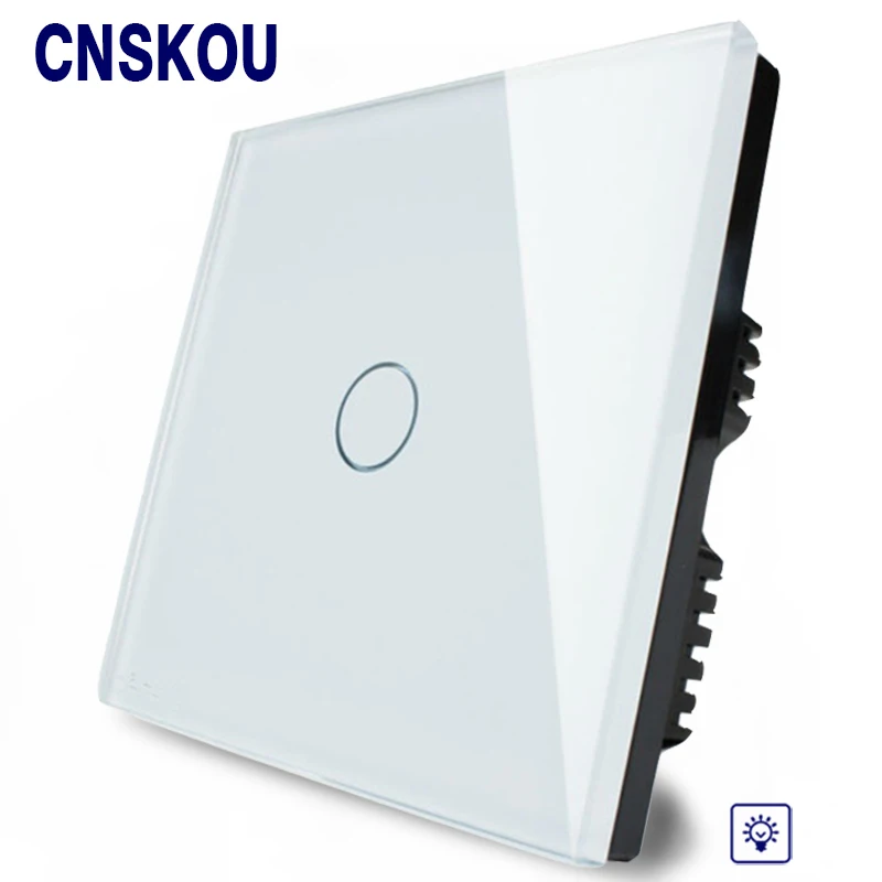 Free Shipping 1Gang1Way UK Touch Dimmer Switch Crystal Glass Panel Wall