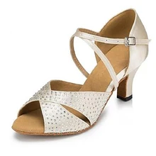 Новые женские атласные хрустальные Бальные латинские танцы Самба Сальса Ceroc Танго Jive линии танцевальные каблуки обувь всех размеров