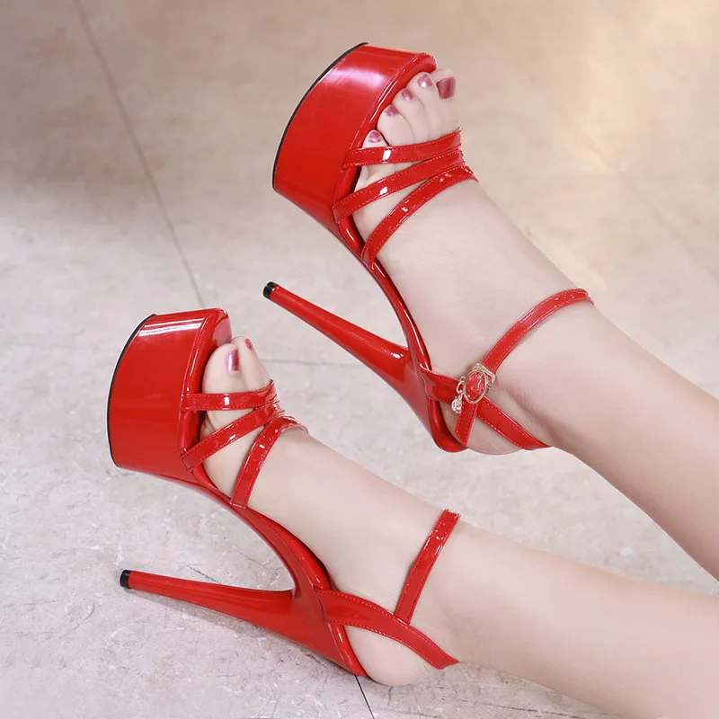 

Shoes Women Sandals 2019 Summer New ultra-thin 15 cm High-heeled Platform Sandals Party Shoes Catwalk Models Wedding Shoes Pump