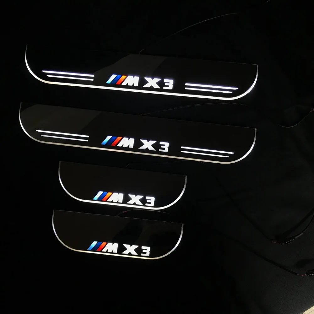 

RQXR led moving door scuff for BMW x3 dynamic door sill plate flat lining overlay flow/still light, 4pcs