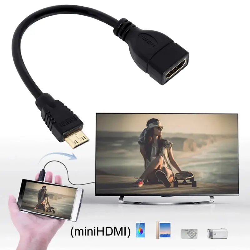 Мини-hdmi Мужской к HDMI Женский конвертер Кабель-адаптер Шнур 1080P