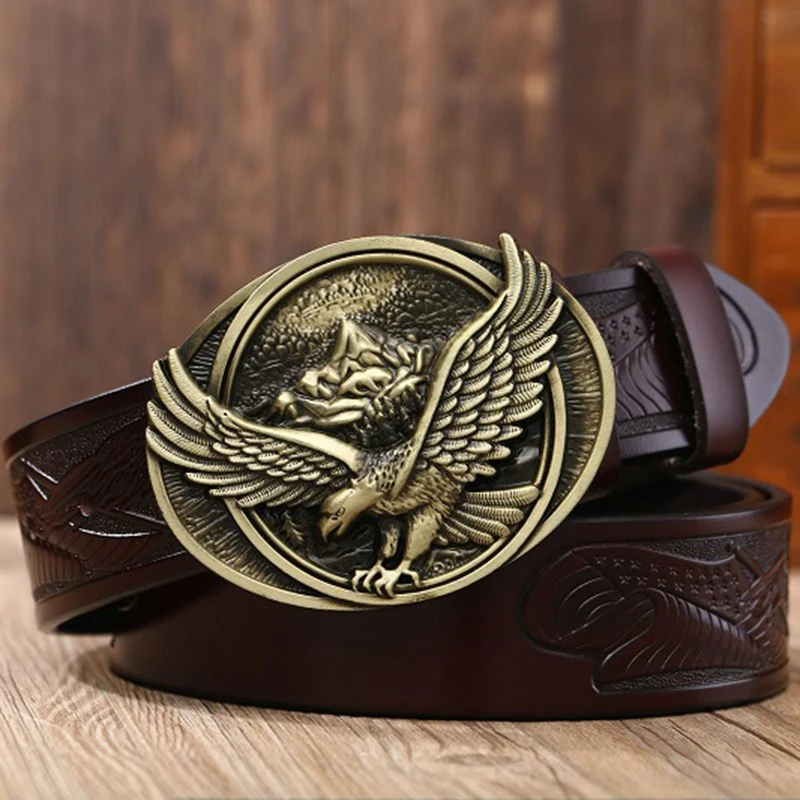 Cinturones de hebilla de placa de estilo águila vintage de moda para mujeres cinturón de cuero de alta calidad hombres cinturones cinturón para vaquero con estilo|Cinturones de hombre| - AliExpress