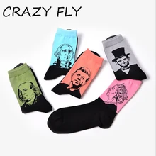 Магазин Crazy Fly модные 3D хлопковые забавные носки с принтом зимние длинные унисекс уличные носки и Чулочные изделия новинка носки для женщин и мужчин