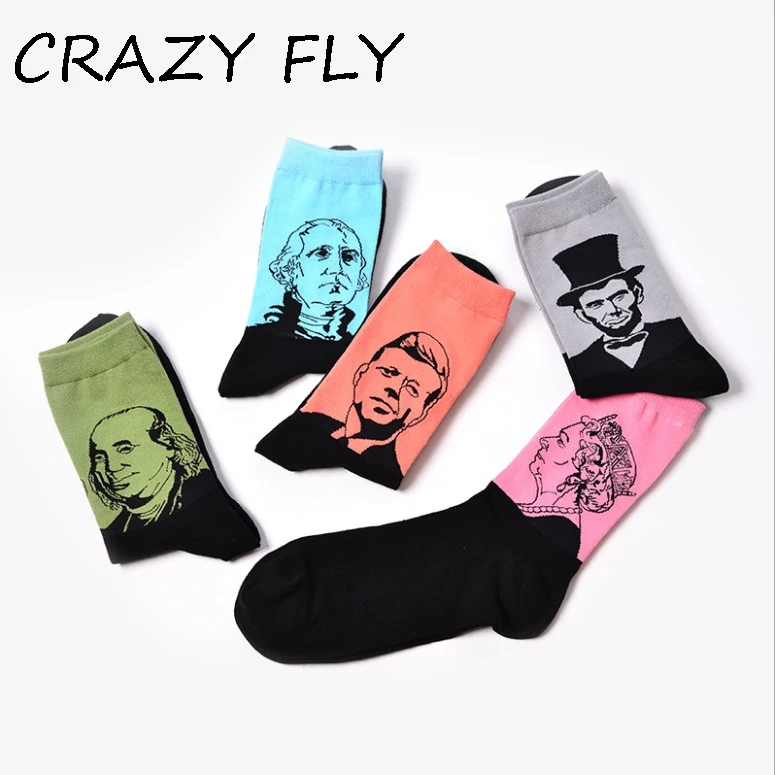

CRAZY FLY Fashion 3D Cotton Print Art Funny Socks Winter Long Unisex Street President Socks&Hosiery Novelty Socks For Women&Men