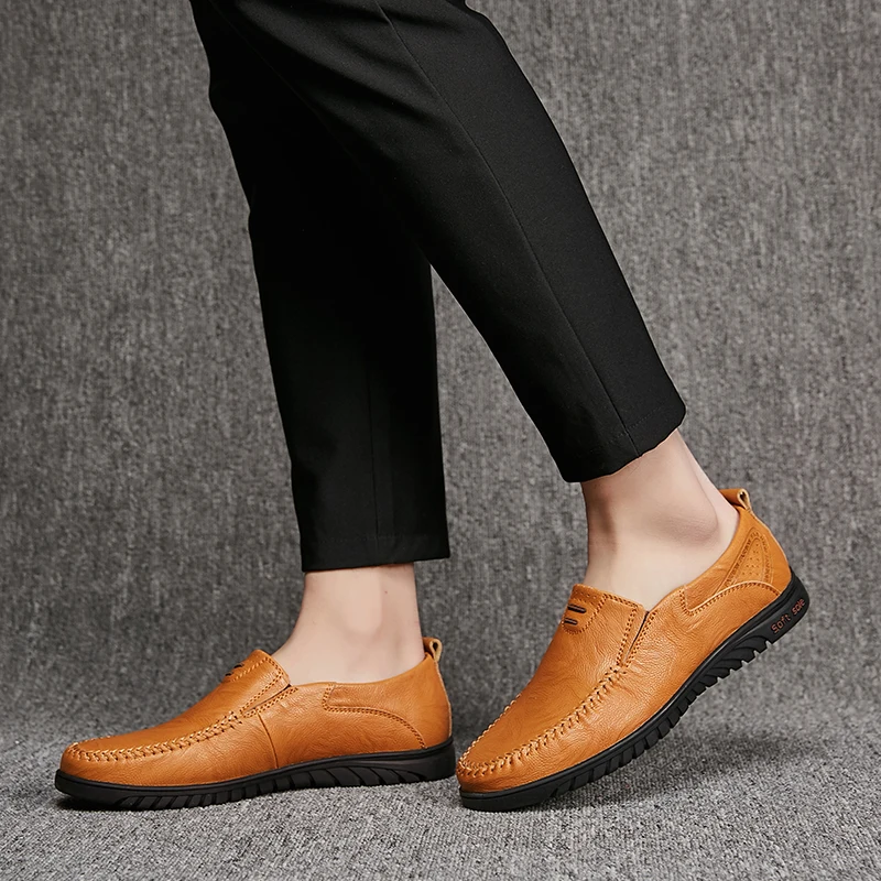 

Men Shoes Casual Luxury Brand 2018 Genuine Leather Italian Men Loafers Moccasins Slip on Mens Boat Shoes Plus Size 37-46