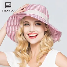 Женская летняя шляпа национальная Женская корейская мода полосатая сумка шляпа женская s складная шляпа Повседневная шляпа 6 цветов TEENYOO