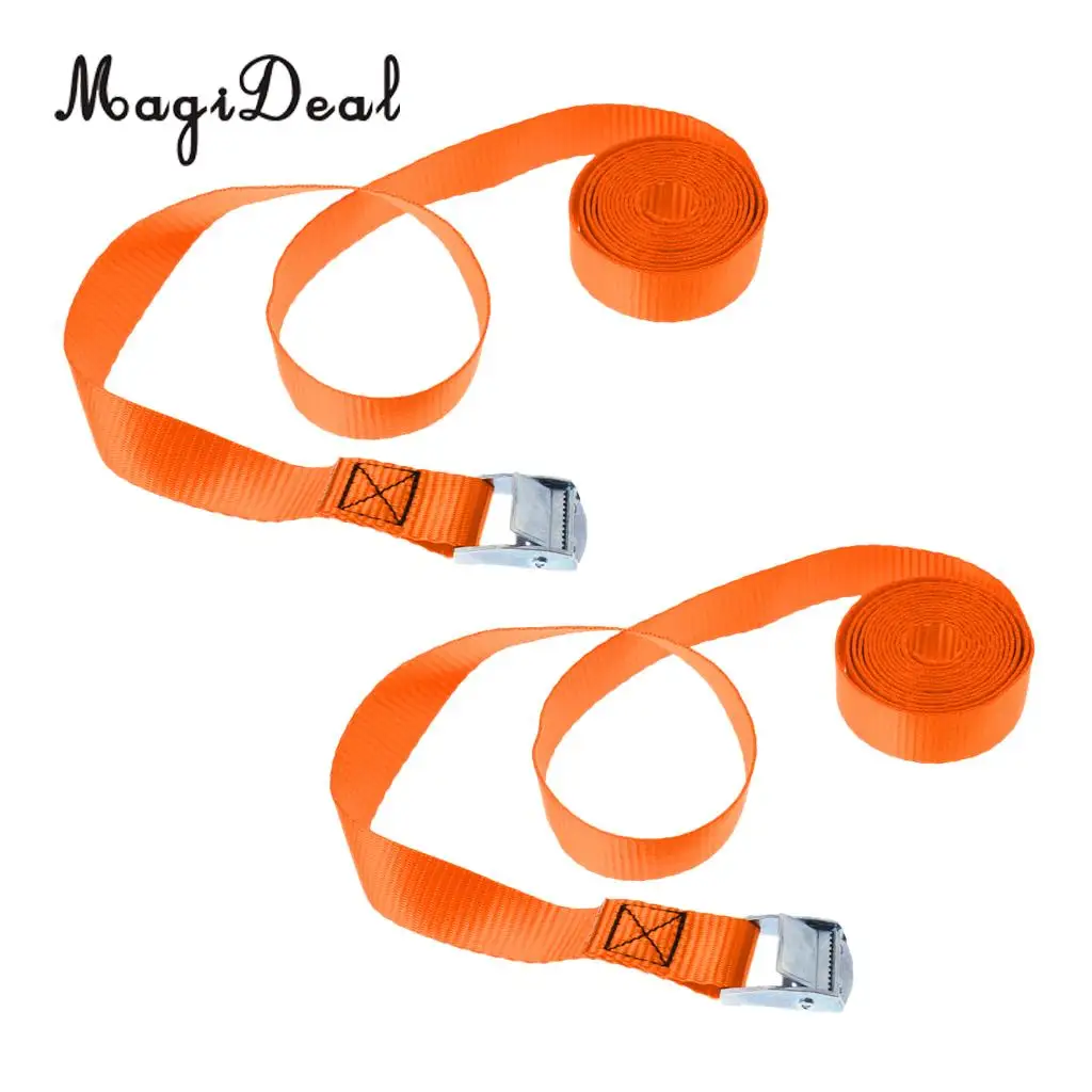 MagiDeal 2x Tie Down Straps with Cam Buckle Lashing Straps for Cargo Tie Down, Car Roof Rack, Luggage Kayak Carrier 2.5m Orange