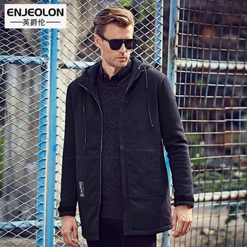

Enjeolon Brand cotton Padded Hooded Jacket men warm winter Parka Men jacket Zipper Thick Quilted Coat Mens Hoodies WT0265