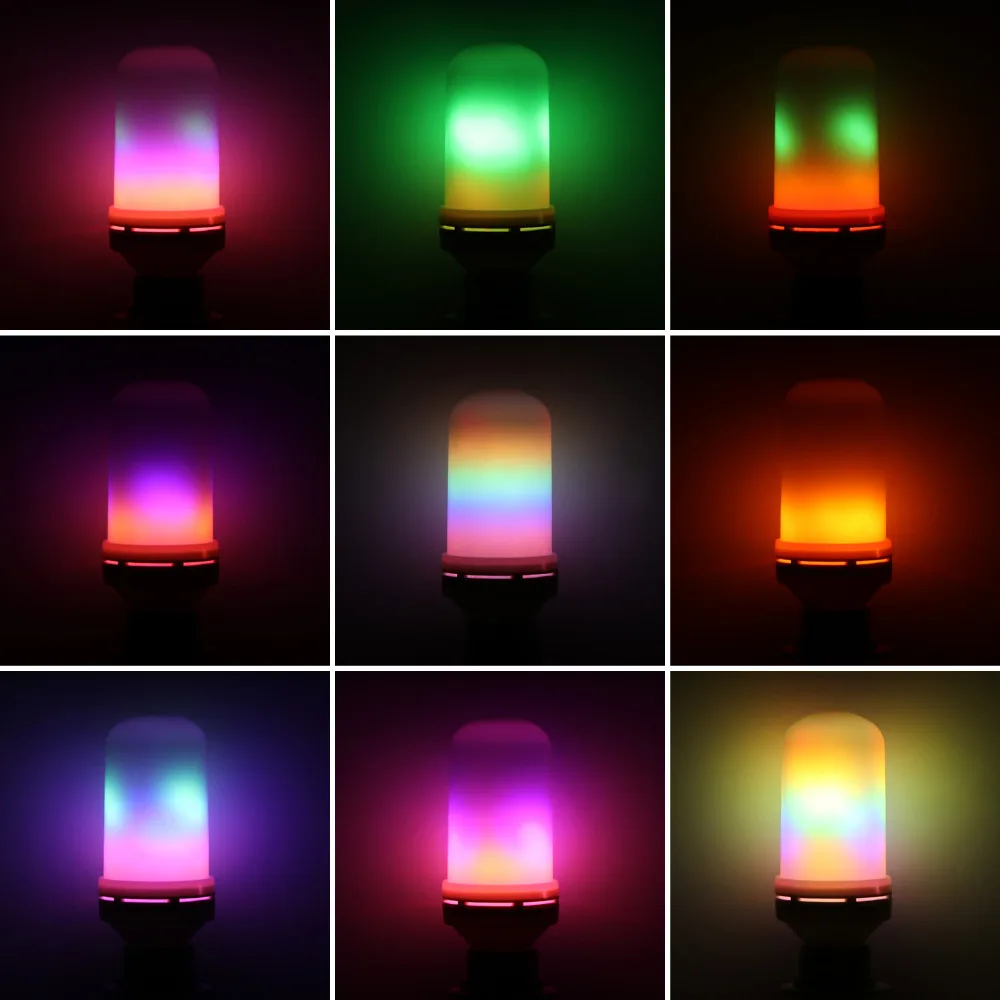 Светодиодная лампа эмуляция пламени AC 85 265 в 110 В 220 E27 3 Вт Bule Rgb лампочки с эффектом