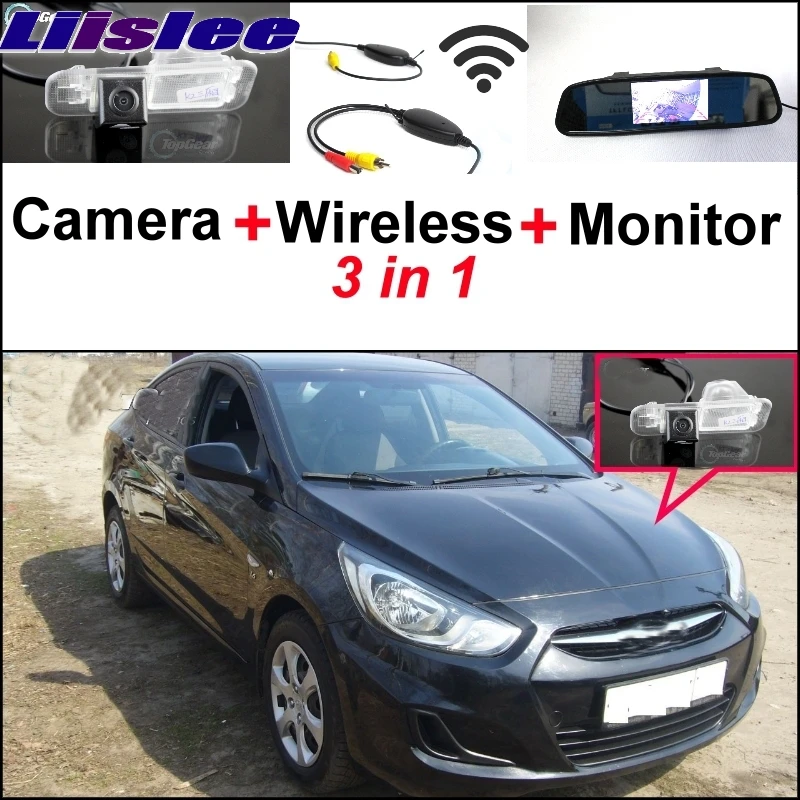 

Liislee Special Camera + Wireless Receiver + Mirror Monitor Parking System For Hyundai Grand Avega Solaris Fluidic Verna Sedan