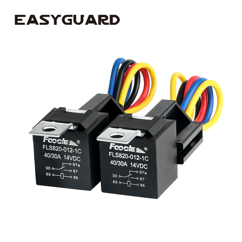 EASYGUARD SPDT автомобильное реле с гнездом провода DC12V 30/40 AMP 5 контактный 2 шт/упак. cr5p