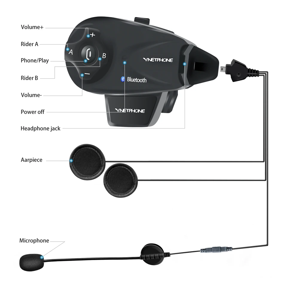 5 человек Vnetphone V5-1200M Bluetooth домофон водонепроницаемый диапазон для 5 гонщиков полный дуплексный домофон расширенный контроль шума FM