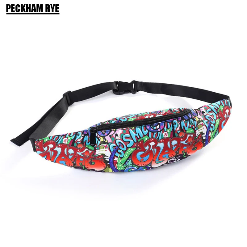 

Fashion New Graffiti Style 3D printing women's Waist bags Men Fanny Packs belt Bag men Money Travelling Mobile Phone Bag 2018
