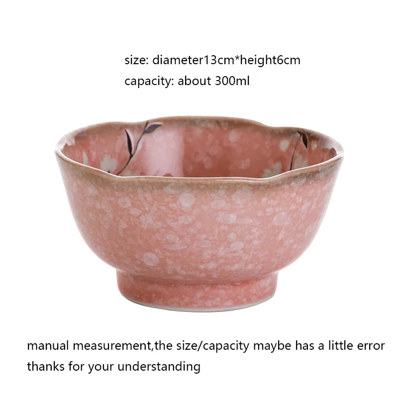 Япония Импорт винтажная рисовая чаша керамическая подглазурь цветок столовая посуда пиалы для лапши рамен суп-держатель домашняя посуда контейнер украшения - Цвет: B