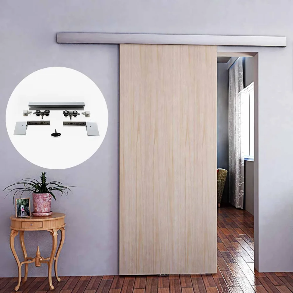 4.9/5.6/6/7.2/8.2FT Aluminium alloy frameless wood barn sliding door