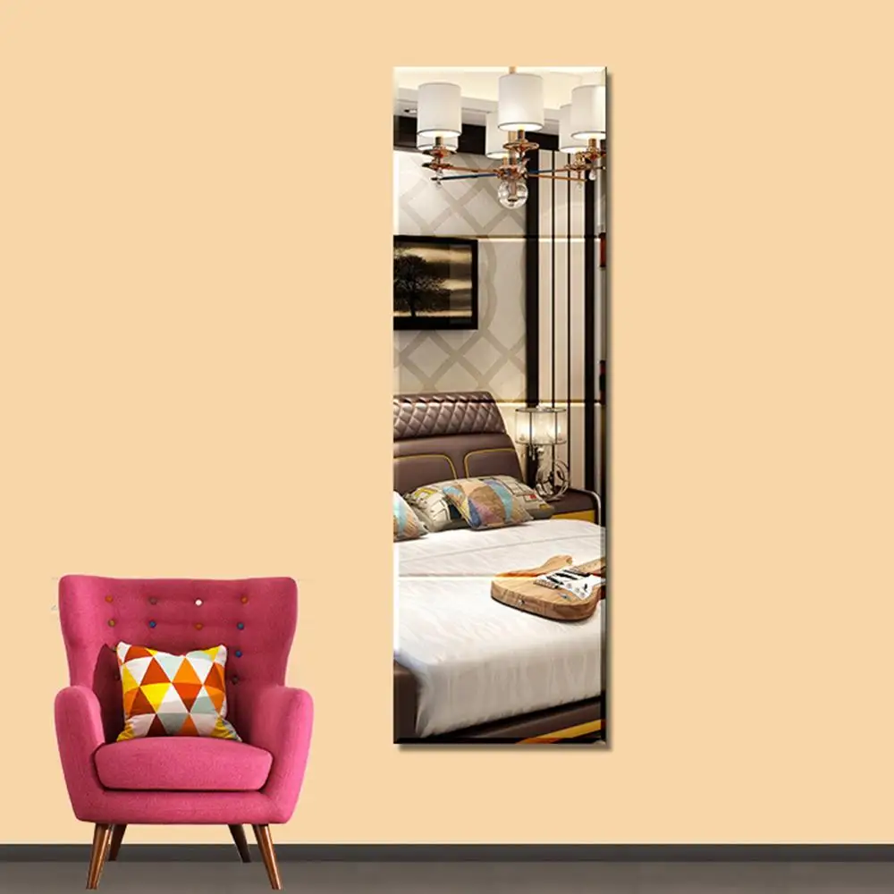 Moda 4 piezas 22*22 cm duradero extraíble espejo pared pegatinas de longitud completa espejo sala de estar/niños dormitorio para decoración del hogar