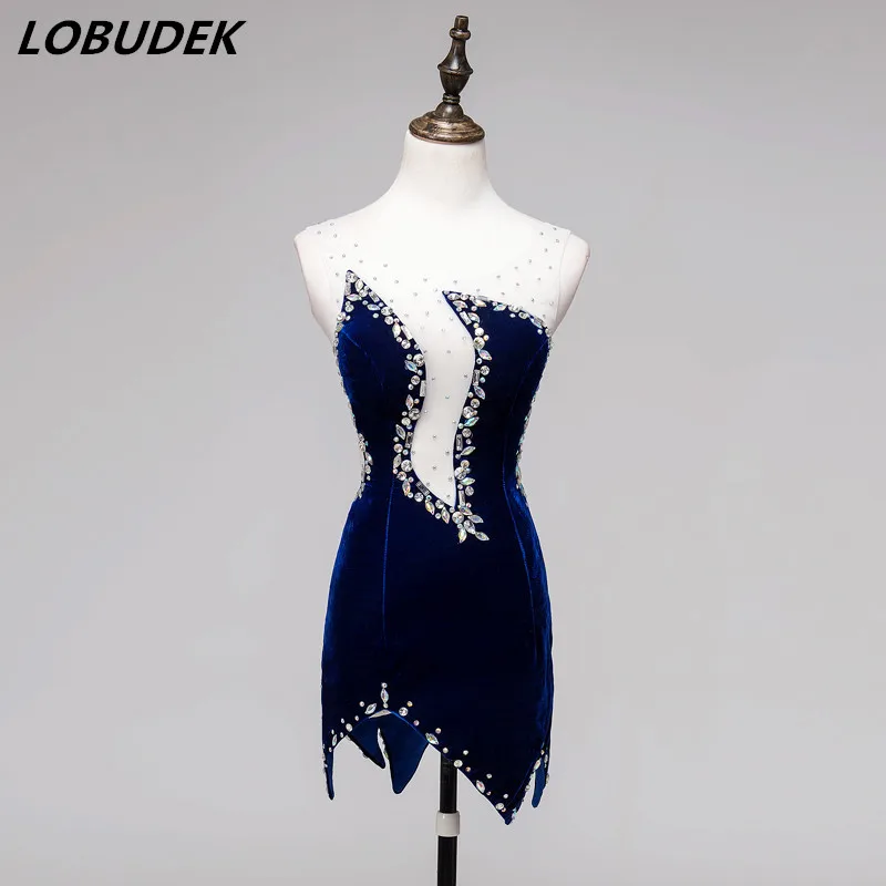 Women Dancer Stage Wear Lady Latin Performance Costume Sparkly 