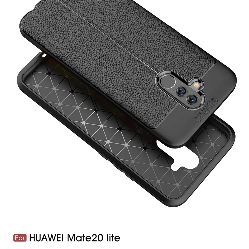 Чехол для Huawei Mate 20 Lite мягкий ТПУ бампер кожаная текстура силиконовый Прочный