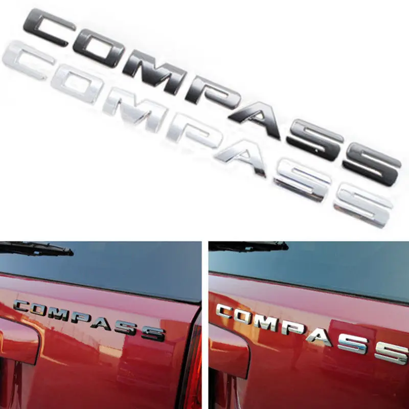 

Auto-Stick Universal Exterior Accessories Chrome Black ABS Letters Words Emblem Badge Decal Sticker for Jeep Compass 1PCS
