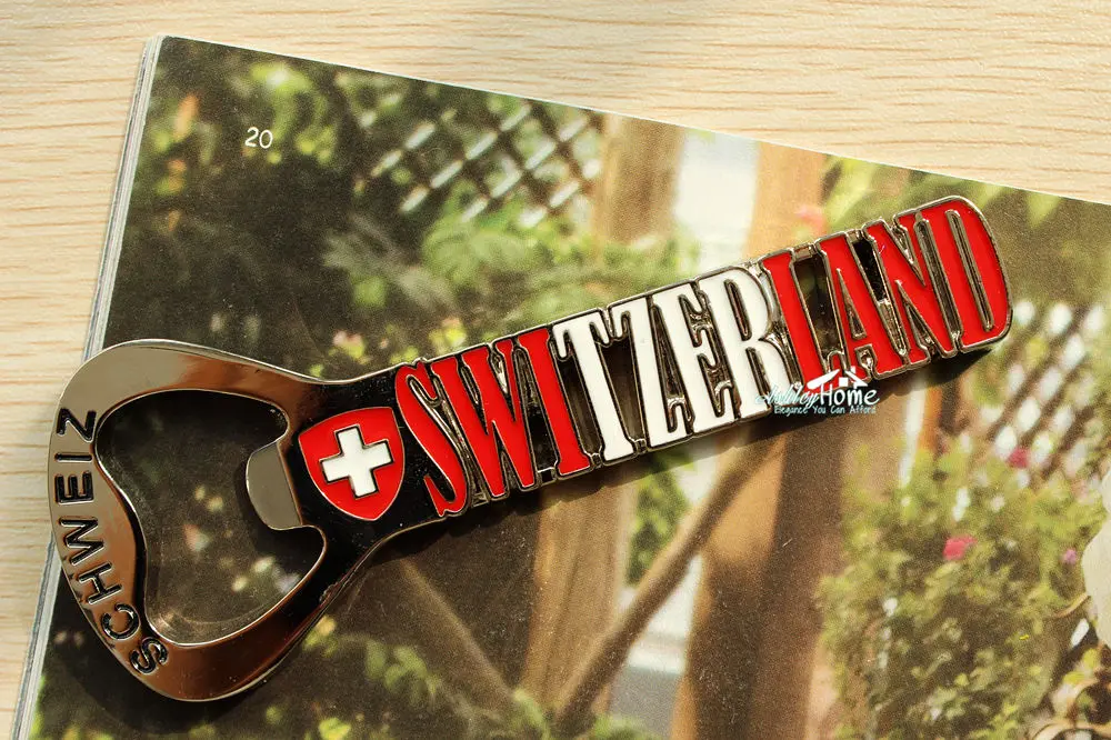 Switzerland Tourist Travel Souvenir Metal Fridge Beer Bottle