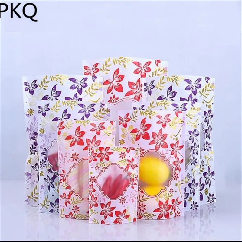 

Sample Set Stand Up Red/Purple Flower Cat Dog Frosted Window Cookie Zip Lock Bag Plastic Packaging For Food Tea Candy Baking