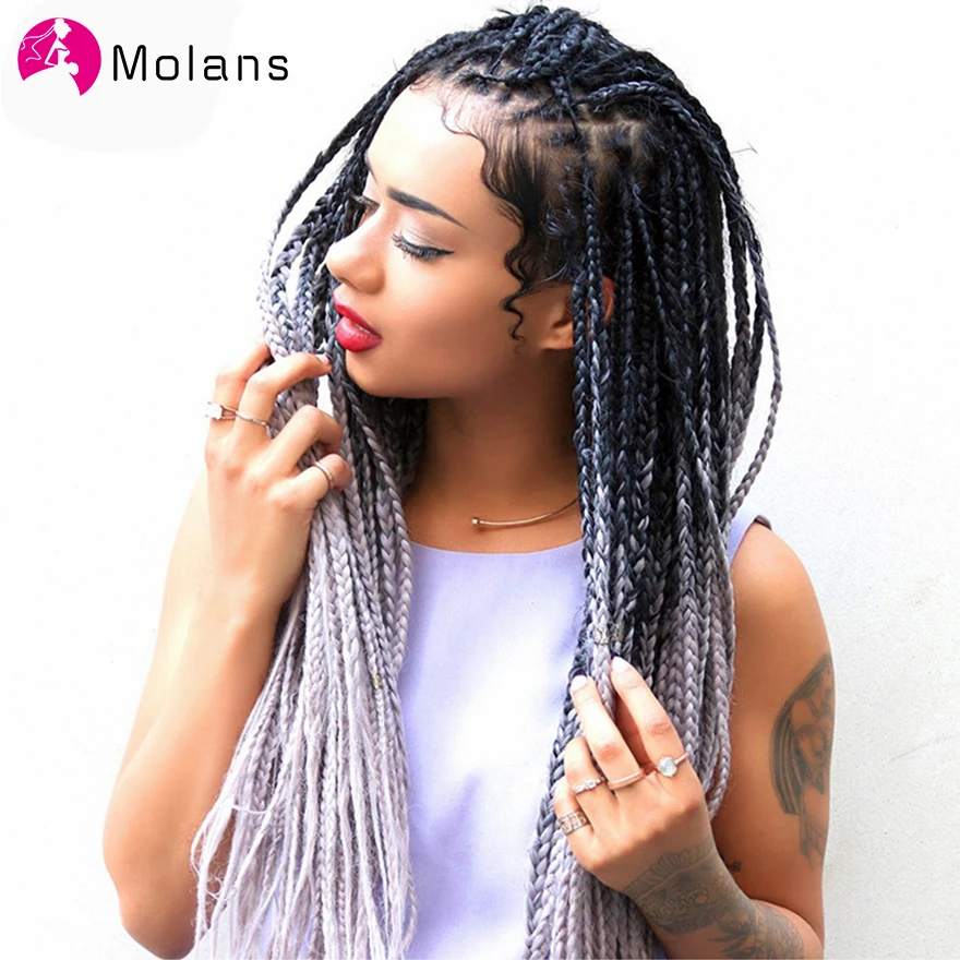 

MOLANS NEW 1 PC Jumbo Braid Monochrome Two-tone Chemical Fiber Braids Tricolor Multi-color Fold Length 60cm Big Braid Wigs