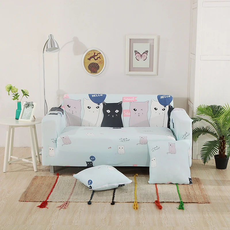 Cats sofa cover Universal Stretch Furniture Covers For Living Room Polyester Cartoon Elastic