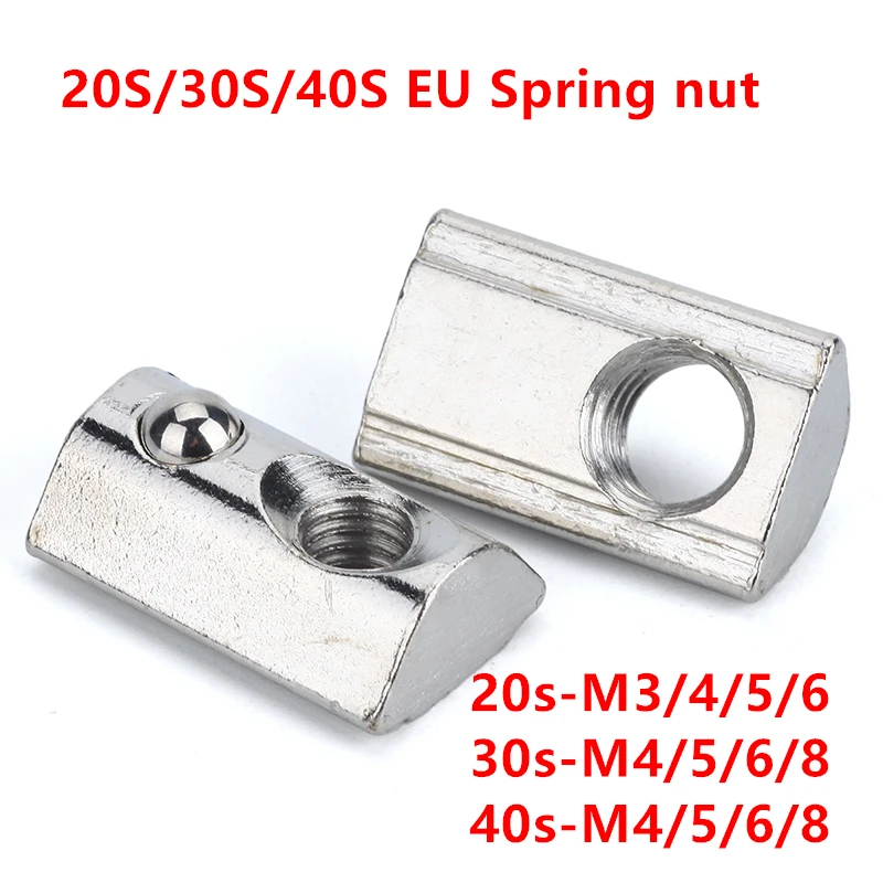 

M3-M8 T nut M3 M4 M5 M6 M8 Roll-in t spring nut nickel plated Elasticity slot nut for 2020 3030 4040 aluminum profile extrusions