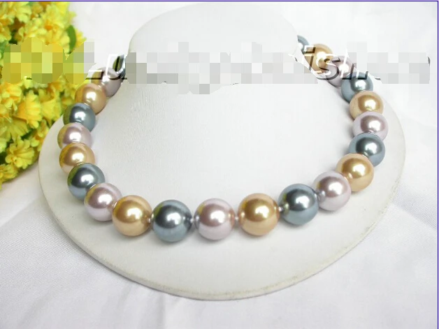

FREE shipping>>>>>>AAA 16mm Multi-color south sea shell pearls necklace