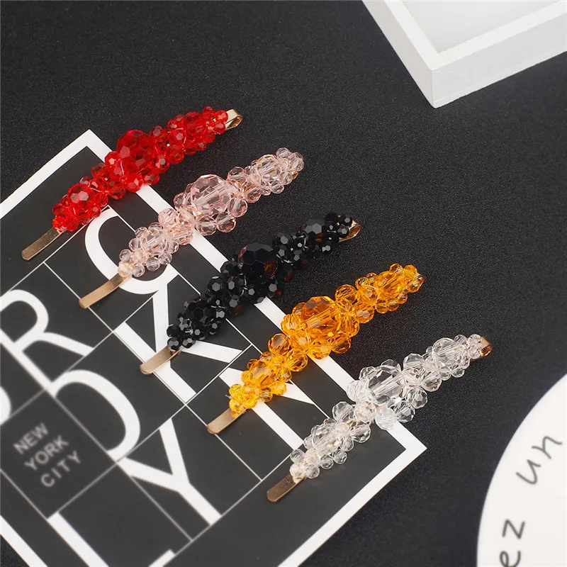 

High Quality Crystal Floral Hairpins Handmade Flower Alloy Hair Clips for Women Geometric Barrettes Girls Hair Accessories 1pc